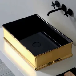 Lavabo da appoggio in ceramica bicolore prodotto in Italia Debora
