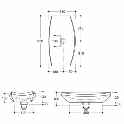 Lavabo da appoggio in ceramica maculato di design made in Italy Laura