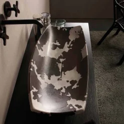 Lavabo da appoggio in ceramica maculato di design made in Italy Laura