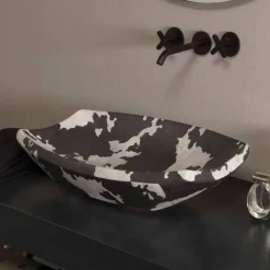 Lavabo da appoggio in ceramica maculato di design made in Italy Laura
