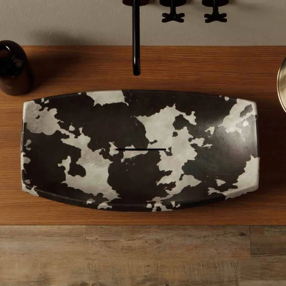 Lavabo da appoggio in ceramica maculato di design made in Italy Laura