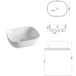 Lavabo da Appoggio Inclinato in Ceramica Bianca dal Design Moderno - Papavero