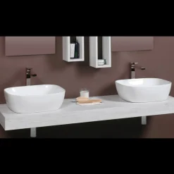 Lavabo da Appoggio Inclinato in Ceramica Bianca dal Design Moderno - Papavero