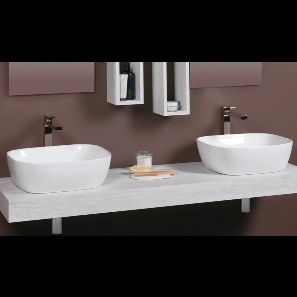 Lavabo da Appoggio Inclinato in Ceramica Bianca dal Design Moderno - Papavero