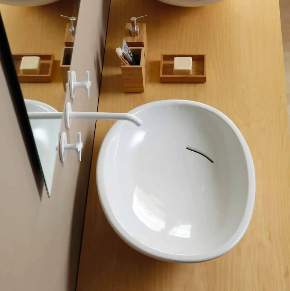Lavabo da appoggio inclinato di design ceramica made in Italy Glossy