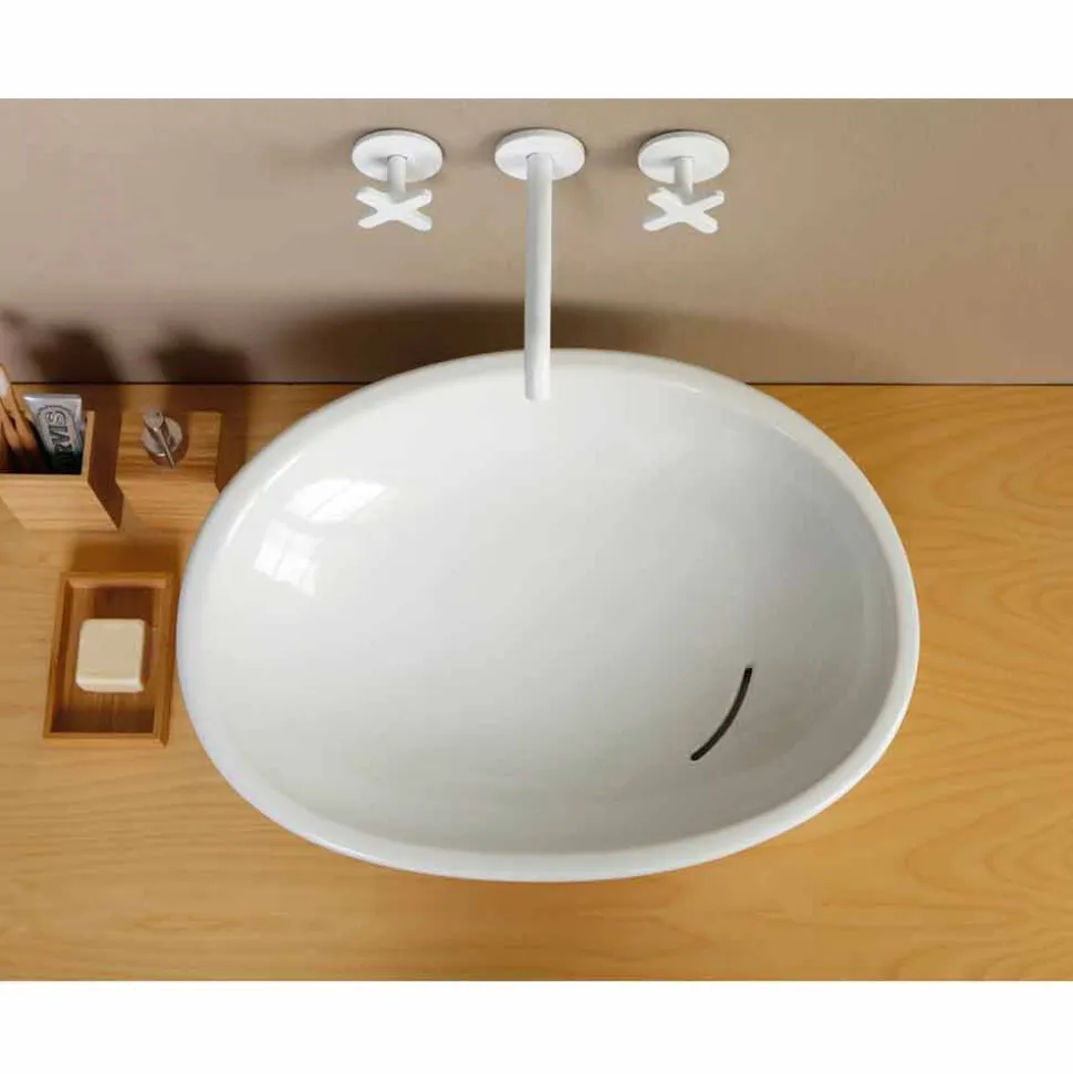 Lavabo da appoggio inclinato di design ceramica made in Italy Glossy
