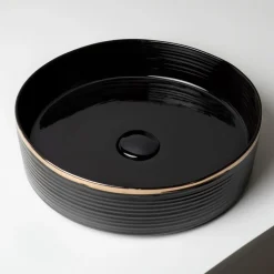 Lavabo da Appoggio in Gres Porcellanato con Bordo Smaltato - Vibrazione