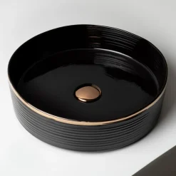 Lavabo da Appoggio in Gres Porcellanato con Bordo Smaltato - Vibrazione