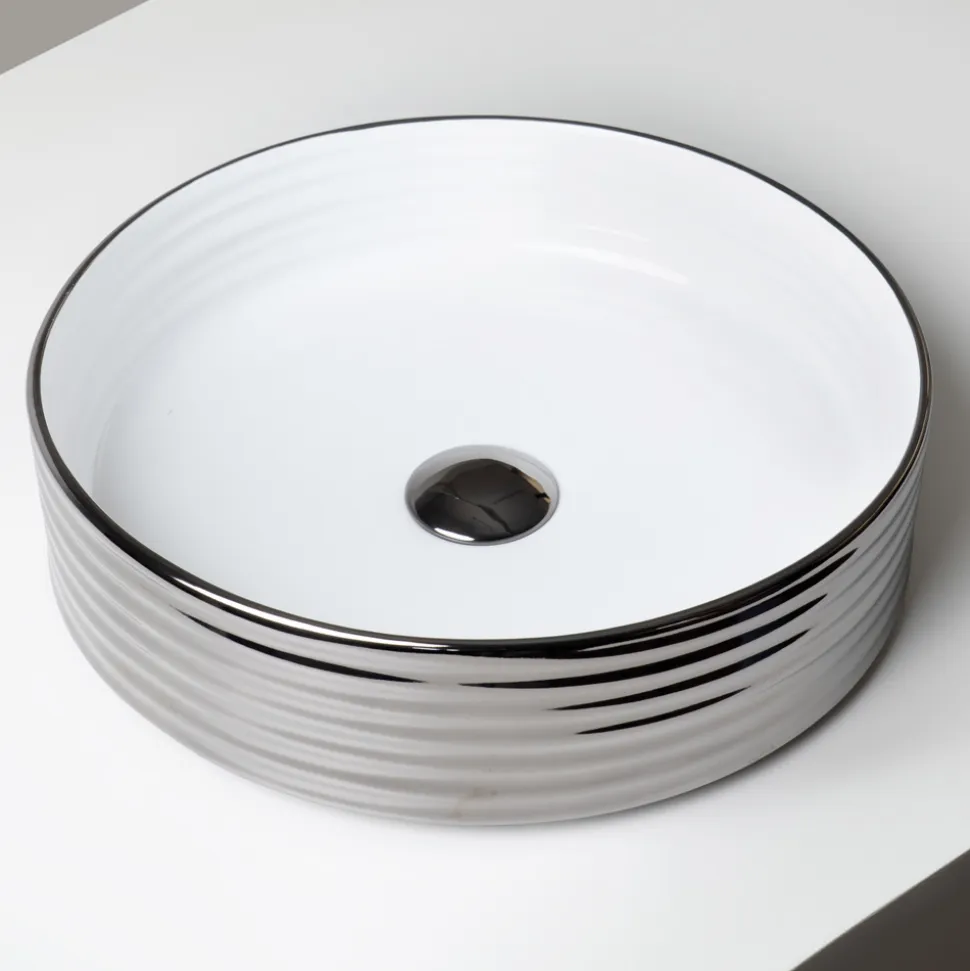 Lavabo da Appoggio in Gres Porcellanato Ondulato Made in Italy - Vibrazione