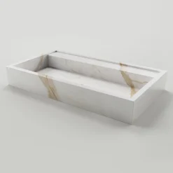 Lavabo da Appoggio in Gres Porcellanato Effetto Marmo Made in Italy - Cervia
