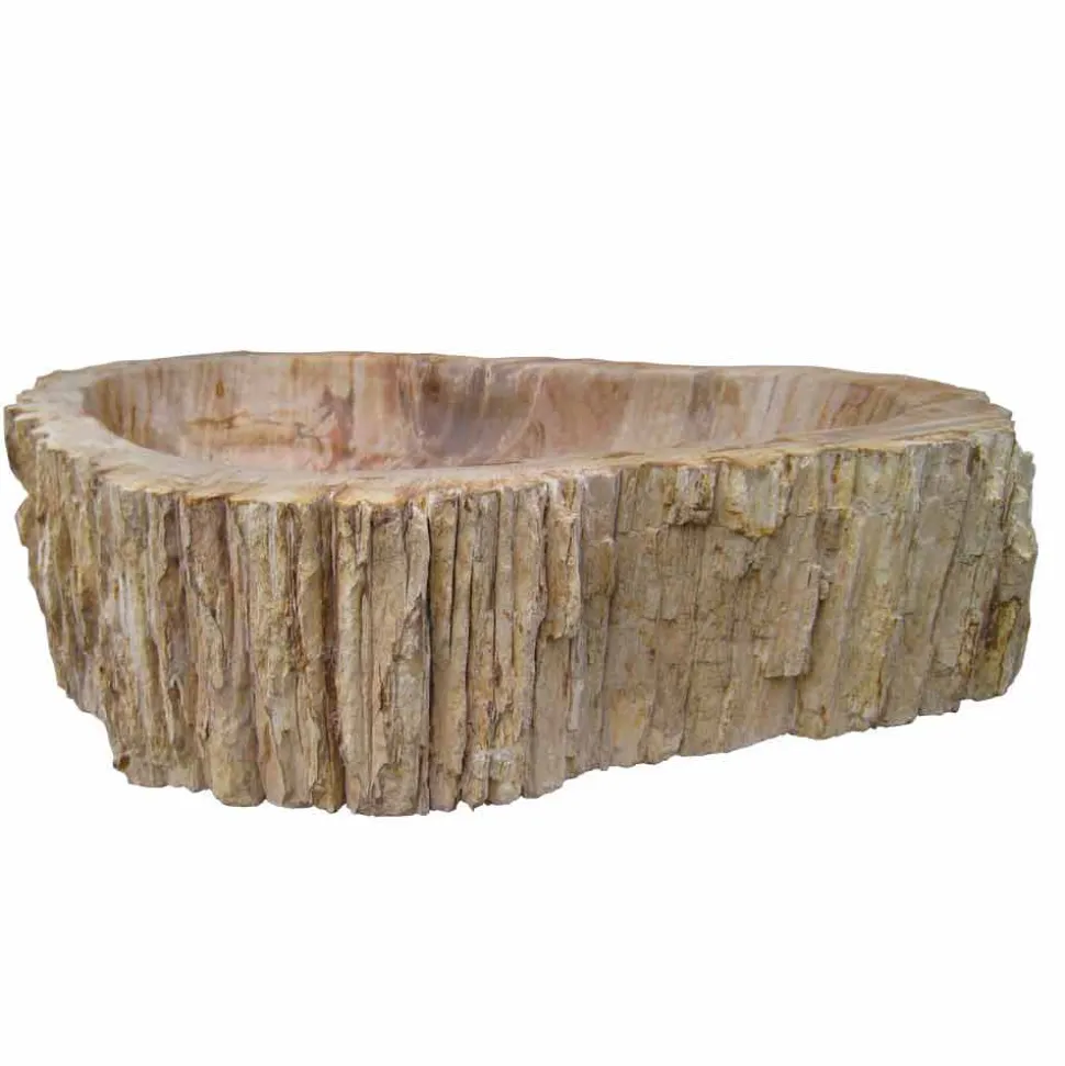 Lavabo da Appoggio in Legno Fossile Goa, non riproducibile in serie