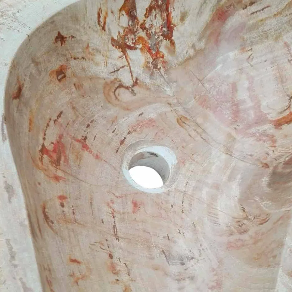 Lavabo da Appoggio in Legno Fossile Goa, non riproducibile in serie