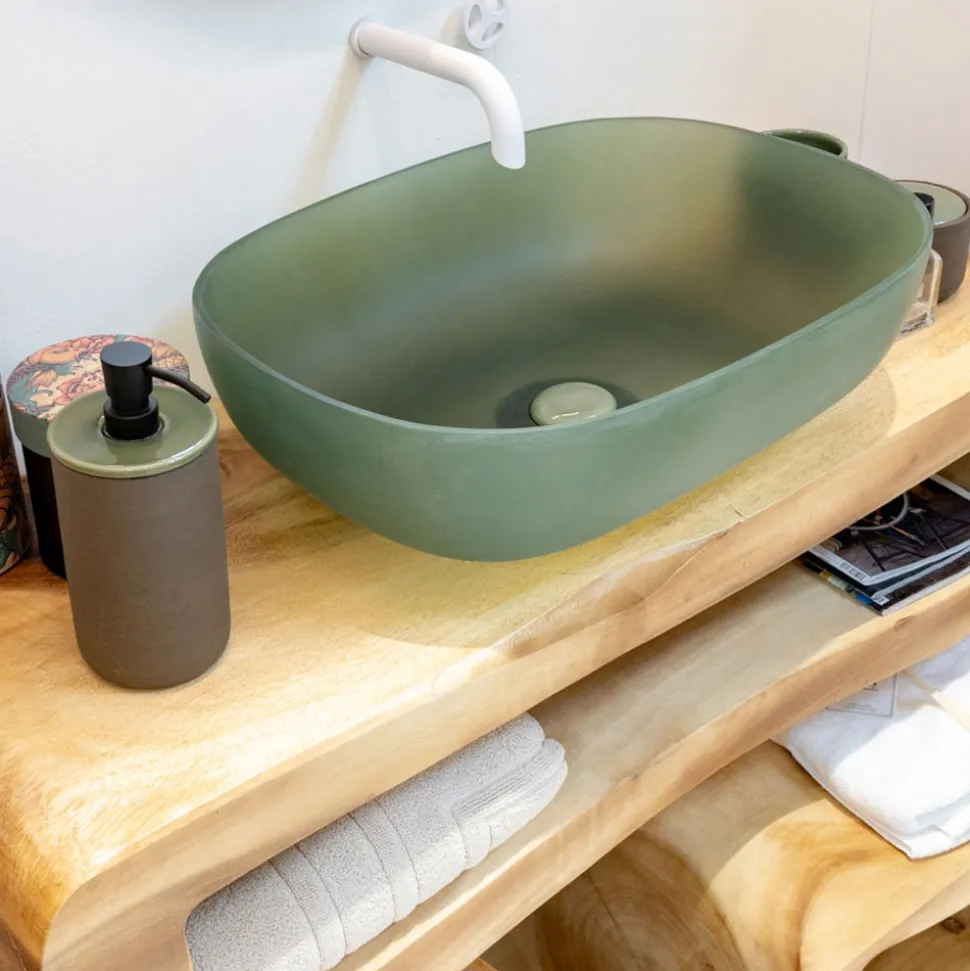 Lavabo da Appoggio in Resina Colorata Semitrasparente Stampato a Mano - Elba
