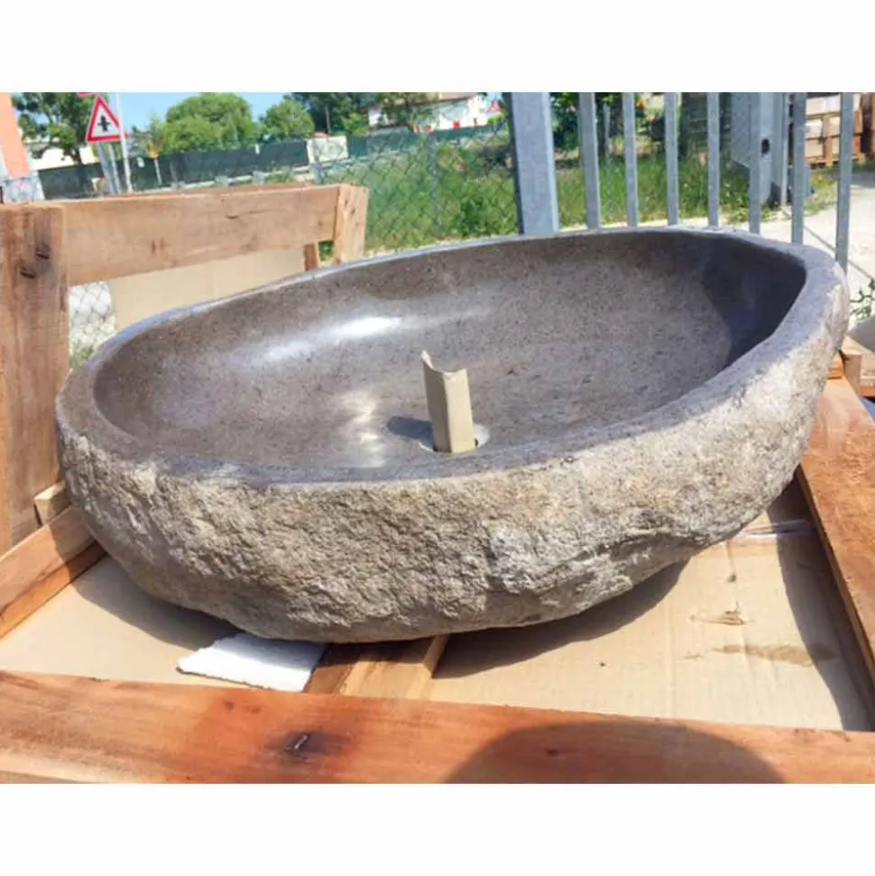 Lavabo da Appoggio Lavorato Artigianalmente in Pietra di Fiume - Aurea