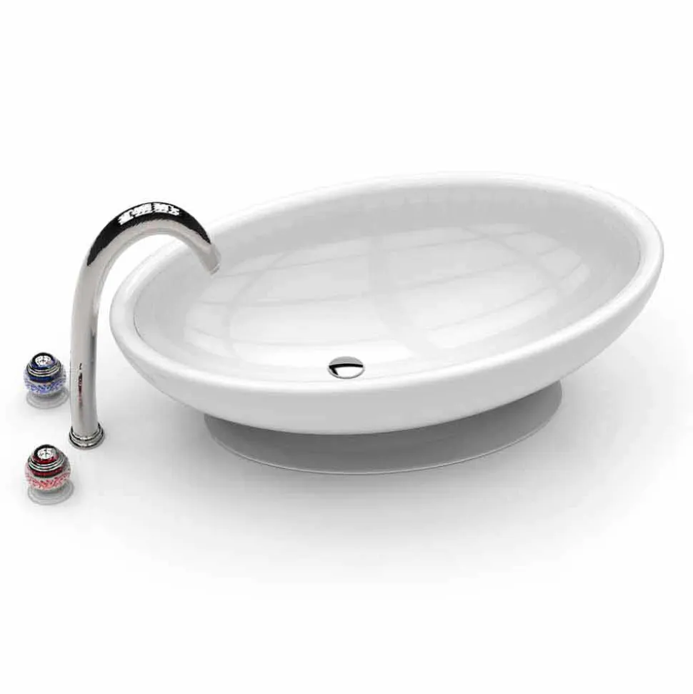 Lavabo da appoggio moderno Egg, prodotto artigianle italiano