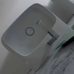 Lavabo da appoggio moderno in ceramica L 75cm fatto in Italia, Gais