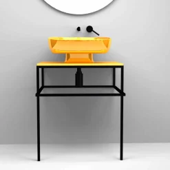 Lavabo da appoggio moderno in ceramica realizzato in Italia, Reale
