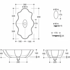 Lavabo da appoggio moderno in ceramica oro e nero fatto in Italia Cubo