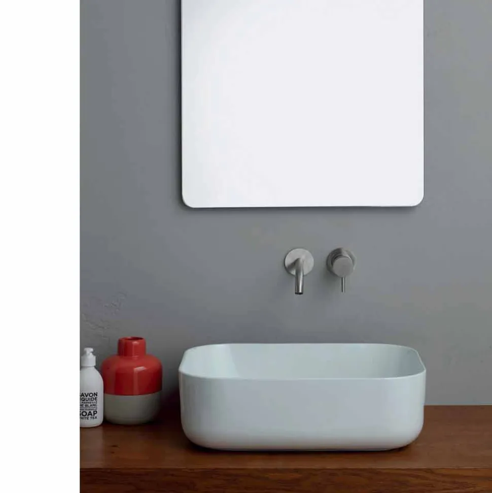 Lavabo da appoggio moderno in ceramica bianca o colorata Star 50x37 cm