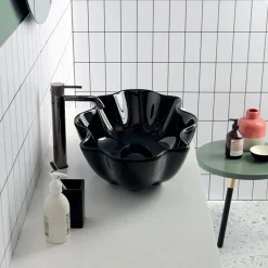 Lavabo da Appoggio Moderno in Ceramica Lucida L 65 cm Made in Italy - Cubo