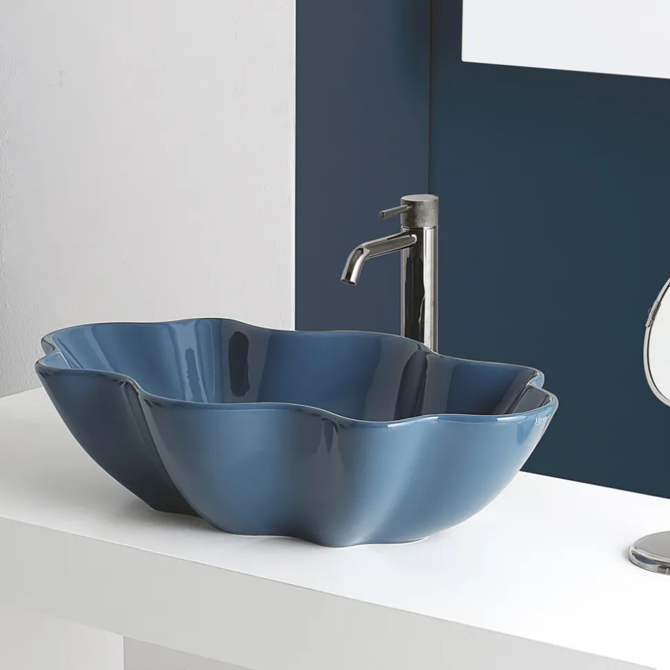 Lavabo da Appoggio Moderno in Ceramica Lucida L 65 cm Made in Italy - Cubo