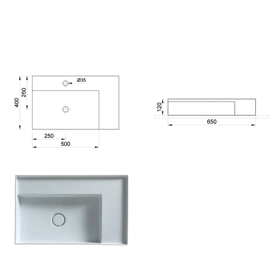 Lavabo da appoggio moderno in ceramica nera made in Italy