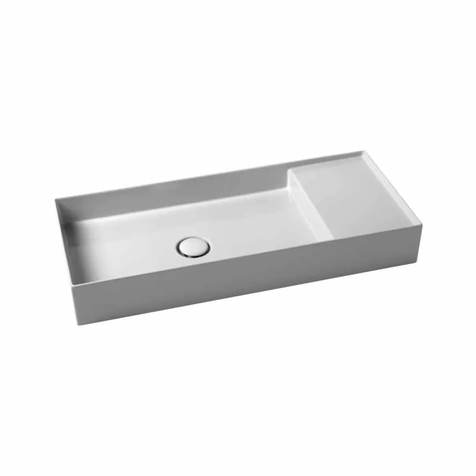 Lavabo da appoggio moderno in ceramica bianca o colorata Sun 85x37 cm