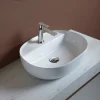 Lavabo da Appoggio Monoforo in Ceramica Lucida Design Moderno - Papavero
