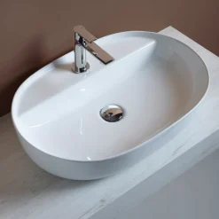 Lavabo da Appoggio Monoforo in Ceramica Lucida Design Moderno - Papavero