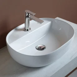 Lavabo da Appoggio Monoforo in Ceramica Lucida Design Moderno - Papavero