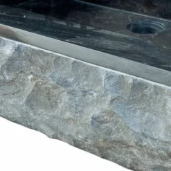 Lavabo da appoggio nero per bagno in pietra naturale Sam, pezzo unico