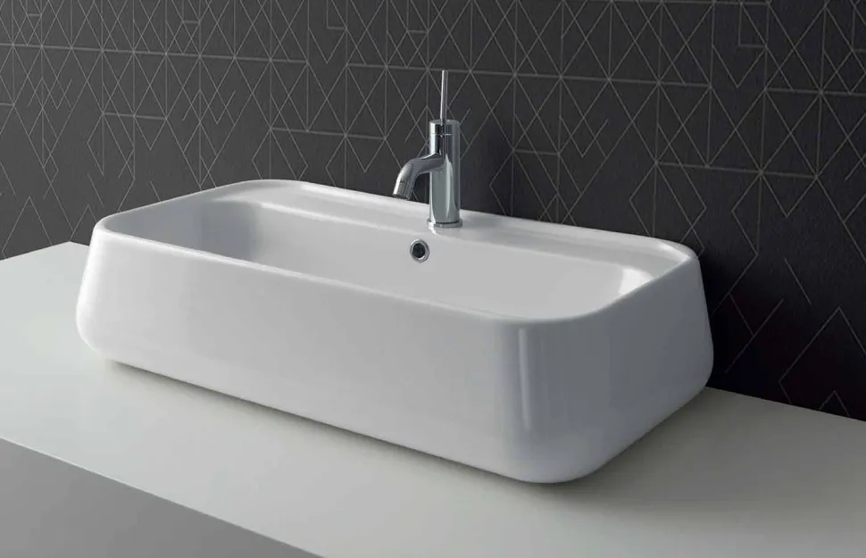 Lavabo da Appoggio o da Parete Moderno in Ceramica Colorata Oliena