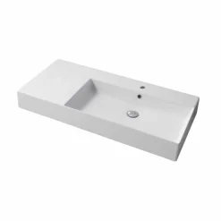 Lavabo da Appoggio o Parete Monoforo Destra in Ceramica Leivi