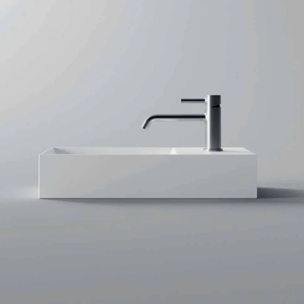 Lavabo da Appoggio o Sospeso Rettangolare in Ceramica Made in Italy - Act