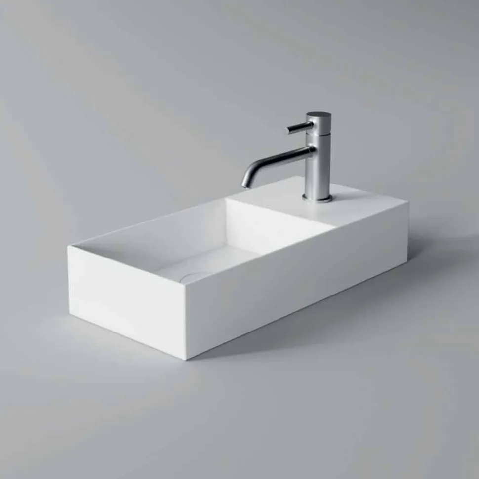 Lavabo da Appoggio o Sospeso Rettangolare in Ceramica Made in Italy - Act