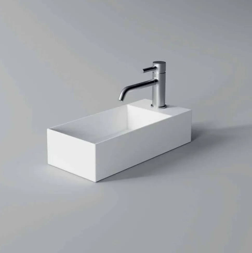 Lavabo da Appoggio o Sospeso Rettangolare in Ceramica Made in Italy - Act
