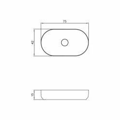 Lavabo da appoggio ovale dal design moderno Dalmine Big, made in Italy