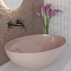 Lavabo da Appoggio Ovale in Ceramica Lucida L 50 cm Made in Italy - Ferry