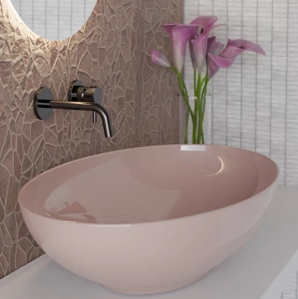 Lavabo da Appoggio Ovale in Ceramica Lucida L 50 cm Made in Italy - Ferry