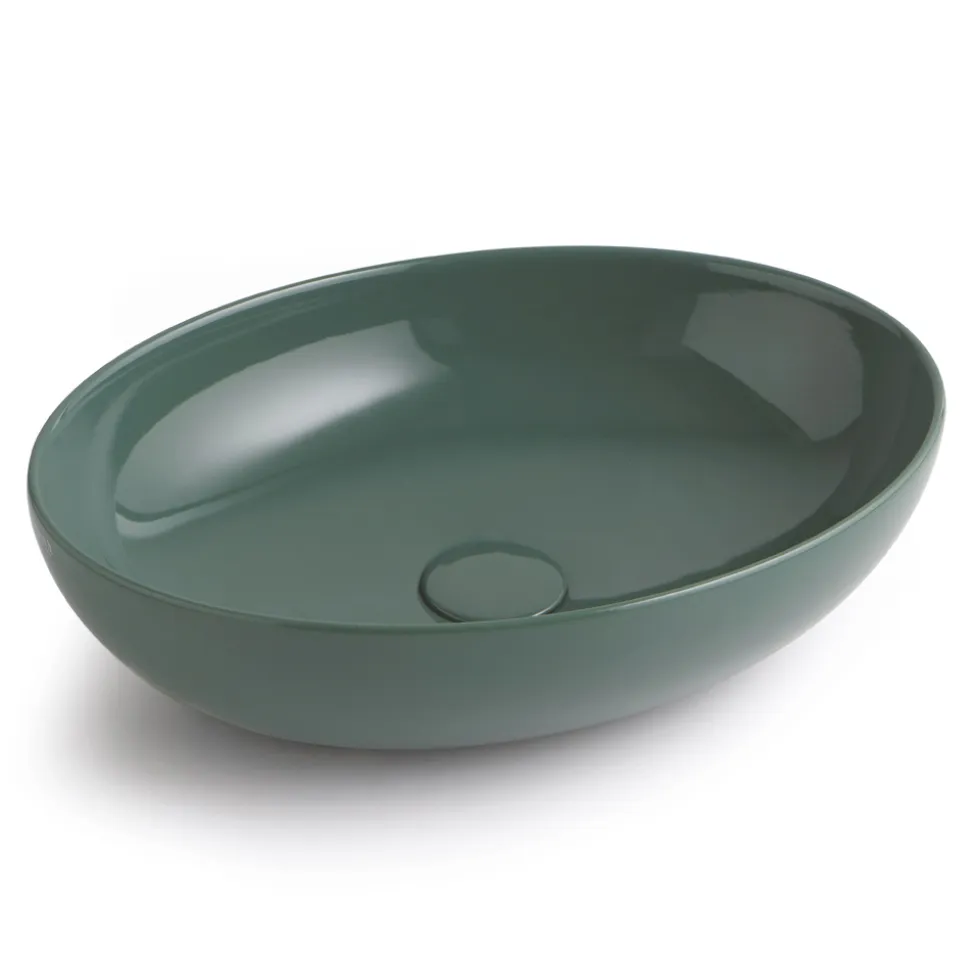 Lavabo da Appoggio Ovale in Ceramica Lucida L 50 cm Made in Italy - Ferry