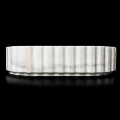 Lavabo da Appoggio Ovale per il Bagno Realizzato in Marmo Bianco - Cunzite