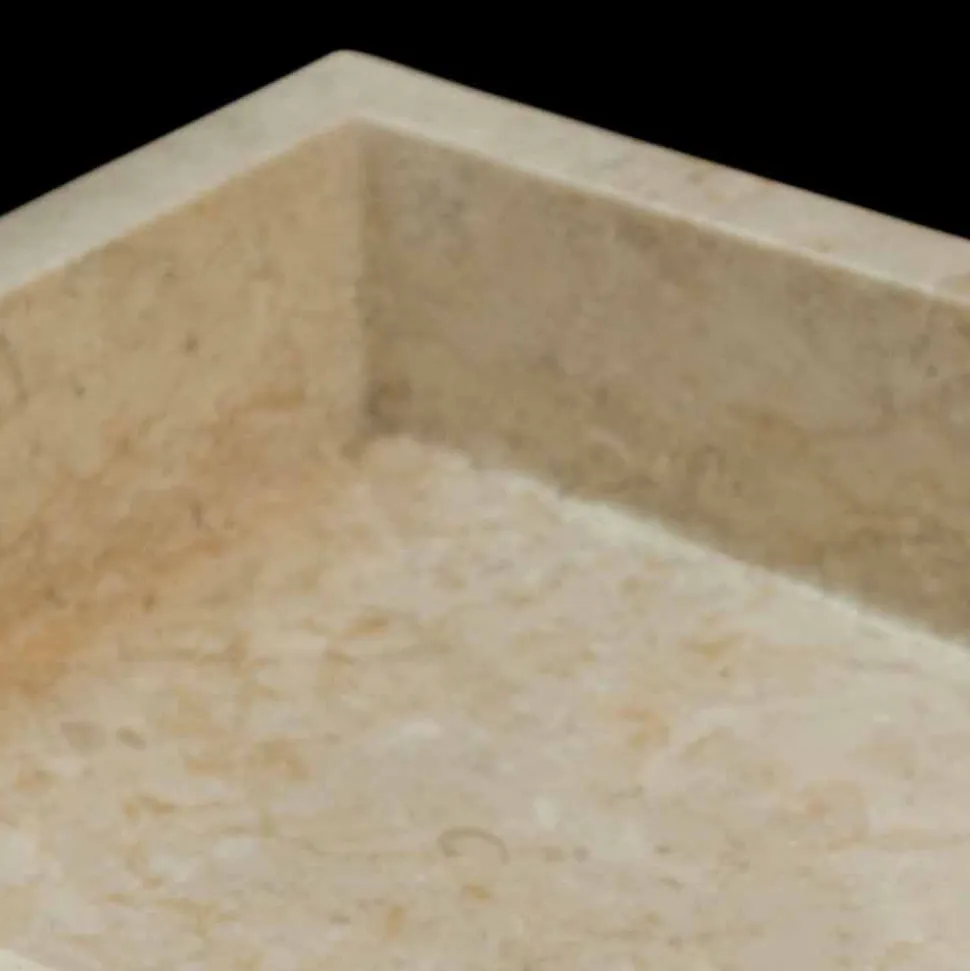 Lavabo da appoggio per bagno bianco in pietra naturale Jef,pezzo unico