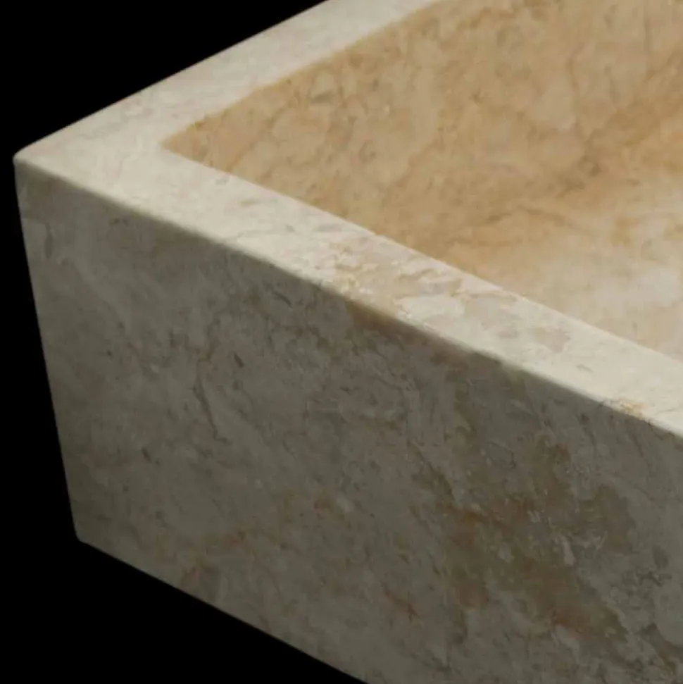 Lavabo da appoggio per bagno bianco in pietra naturale Jef,pezzo unico