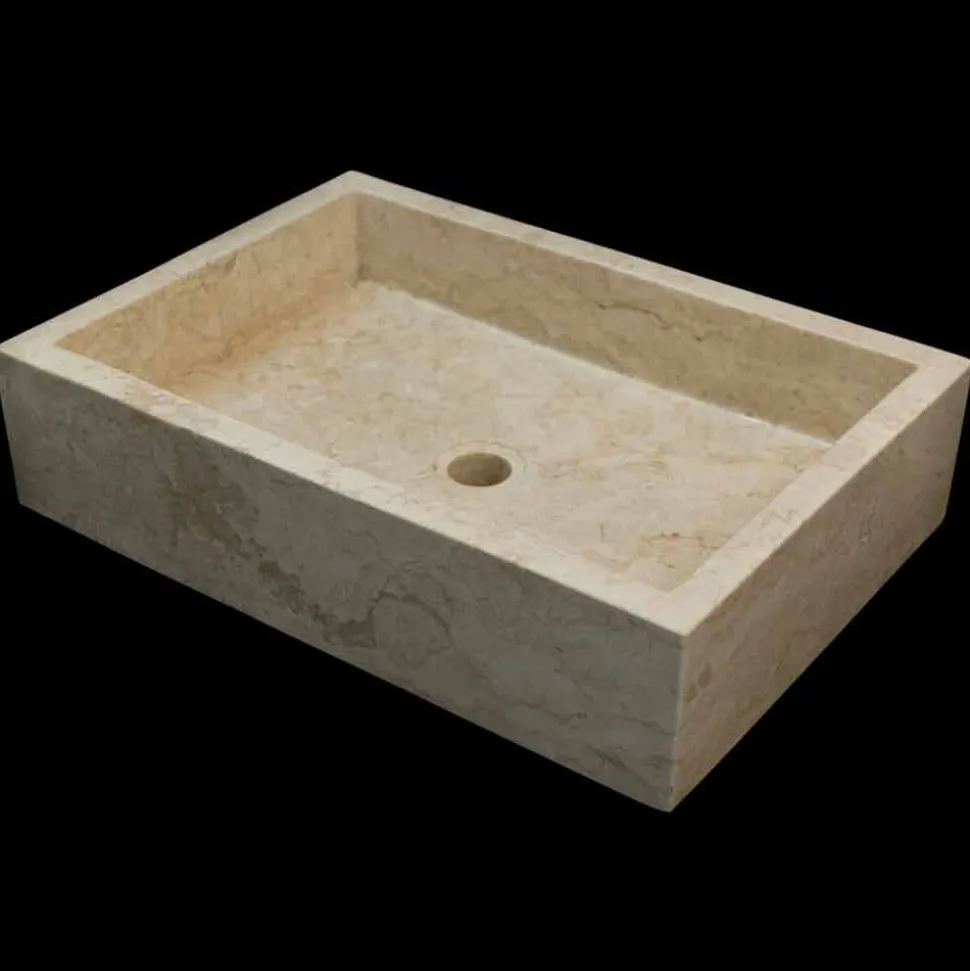 Lavabo da appoggio per bagno bianco in pietra naturale Jef,pezzo unico