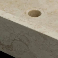 Lavabo da appoggio per bagno bianco in pietra naturale Jef,pezzo unico