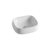 Lavabo da Appoggio Quadrato in Ceramica Bianca dal Design Moderno - Papavero