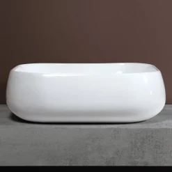 Lavabo da Appoggio Quadrato in Ceramica Bianca dal Design Moderno - Papavero