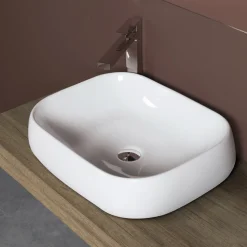 Lavabo da Appoggio Rettangolare in Ceramica dal Design Moderno - Papavero