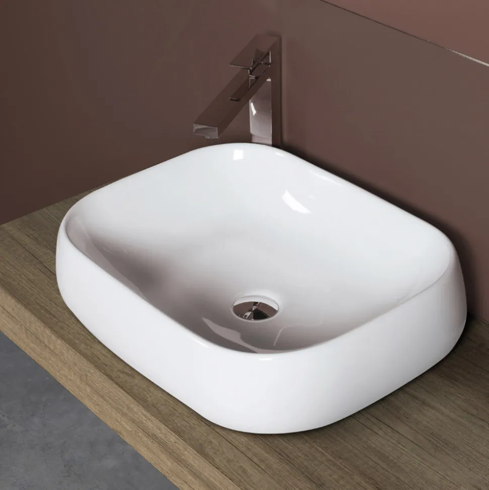 Lavabo da Appoggio Rettangolare in Ceramica dal Design Moderno - Papavero