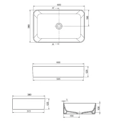 Lavabo da Appoggio Rettangolare in Ceramica dal Design Moderno - Aster